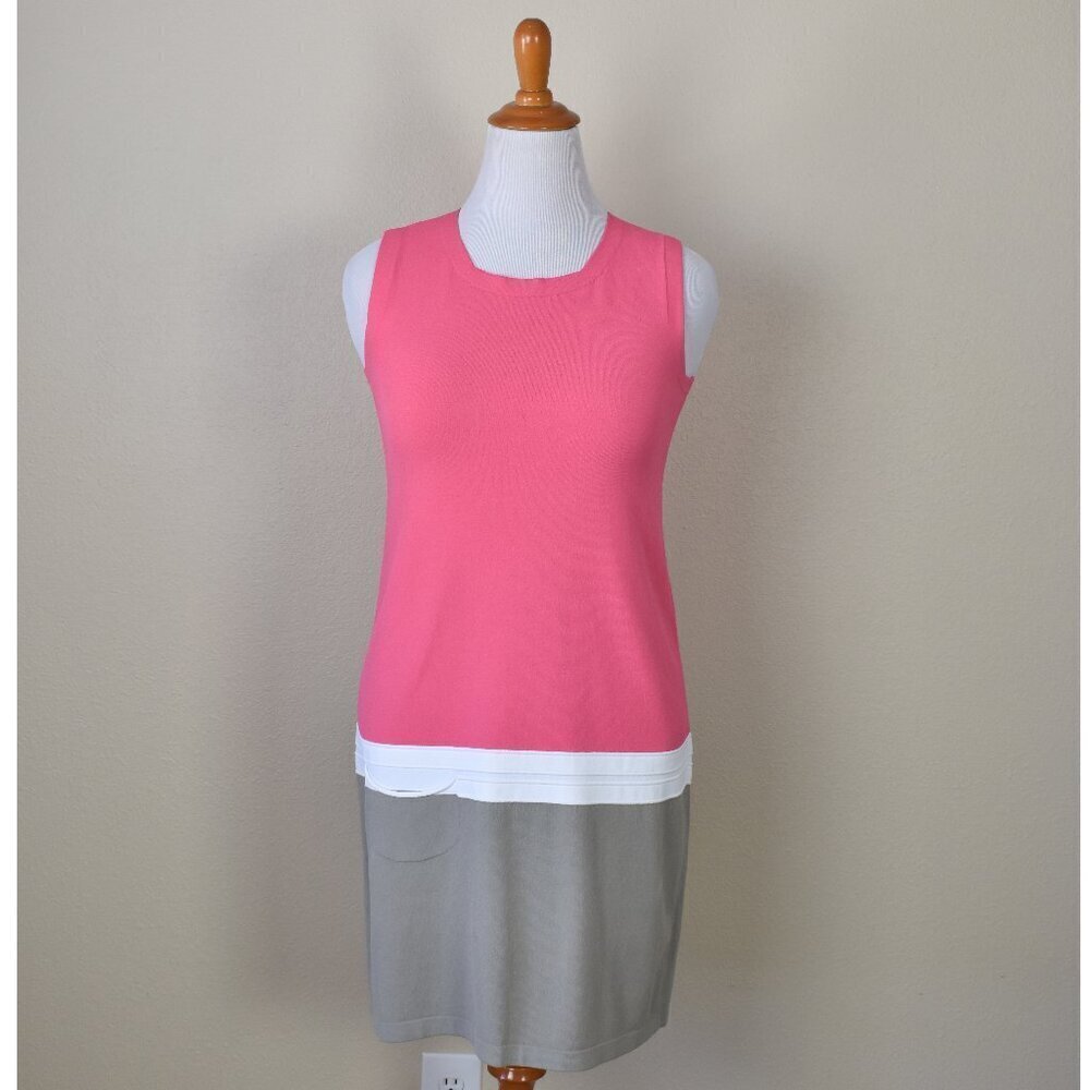 D. Exterior Color Block Stretch Knit Shift Dress - L